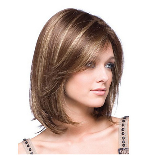 

Synthetic Wig Straight kinky Straight Asymmetrical Wig Short Light Brown Synthetic Hair 14 inch Women's Fashionable Design Adorable Comfortable Light Brown
