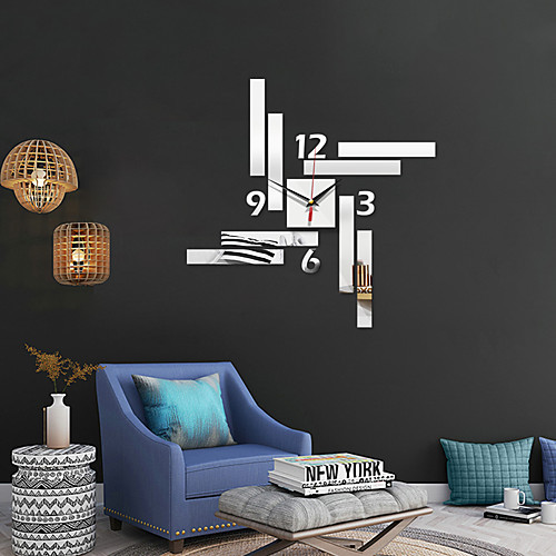 

3D DIY Wall Clock Roman Numerals Clock Frameless Mirror Wall Sticker Home Decor for Living Room Bedroom 52cm52cm