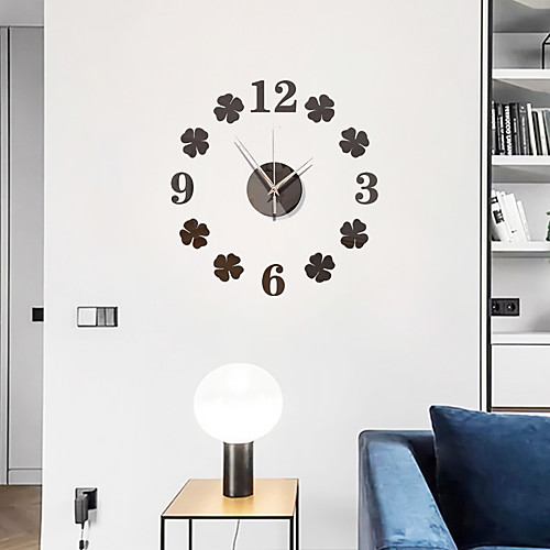 

Modern Lucky Clover Acrylic Mute Wall Sticker Clock Home Decoration Mirror Sticker Living Room Bedroom Wall Clock 40cm40cm