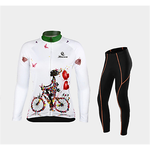 

Malciklo Women's Long Sleeve Cycling Jersey with Tights Winter Violet Red / White Red / Yellow Tropical Flowers Bike Thermal Warm Breathable Warm Quick Dry Sports Graphic Mountain Bike MTB Road Bike