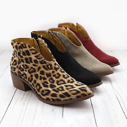 

Women's Boots Block Heel Boots Cuban Heel Pointed Toe Booties Ankle Boots Casual Daily Suede Leopard Summer Black Red Orange / Booties / Ankle Boots / Booties / Ankle Boots