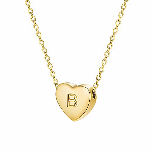 

tiny heart initial necklace 18k real gold-plated letters b alphabet pendant necklace women jewelry