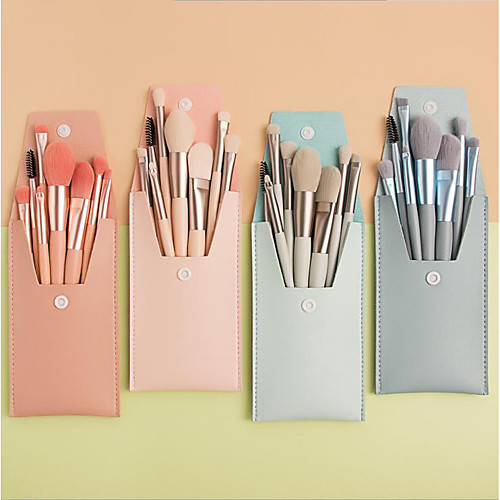 

8 Pcs Mini Makeup Brushes Matte Wooden Handle Portable Soft Hair Makeup Shabu Set Beauty Tools