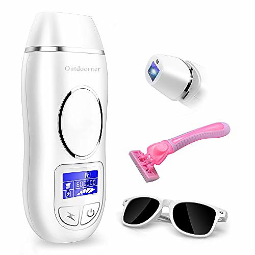 

laser hair removal for women and men, ipl hair removal 600,000 flashes permanent and painless hair treatment device with replaceable lamp head facial body hair remover for whole body home use