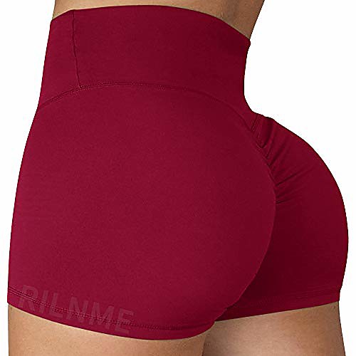

women's booty shorts butt lifting shorts high waisted push up scrunch yoga shorts fitness sports shorts (#1-wine, m)