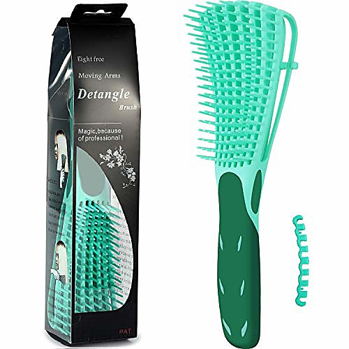 

datangling brush for dry and wet hair, afro american hair 3a to 4c wavy kinky curly coily hair detangler brush for detangling wet or dry hair easily (green)
