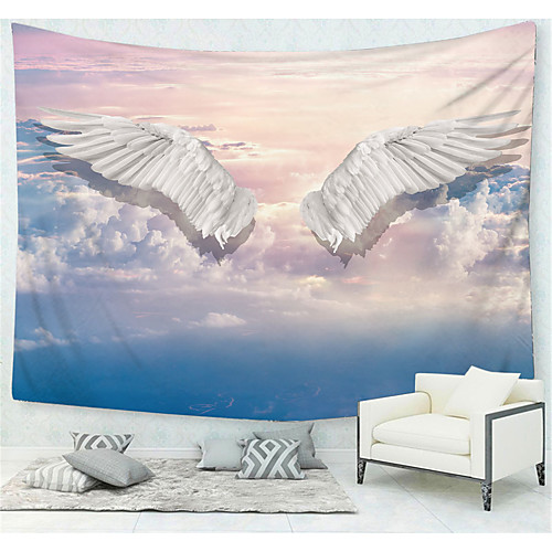 

Wall Tapestry Art Decor Blanket Curtain Picnic Tablecloth Hanging Home Bedroom Living Room Dorm Decoration Polyester White Wings Colorful Sky Background