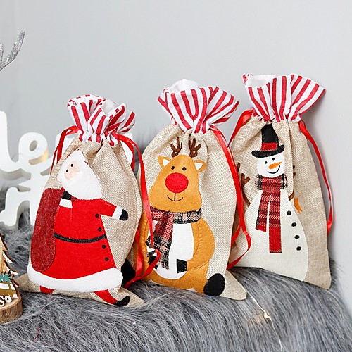 

1 Pc Santa Stocking Candy Bags Christmas Tree Ornamets Pendants Gift Bag For Children Fireplace Hanging Decor Party Supply
