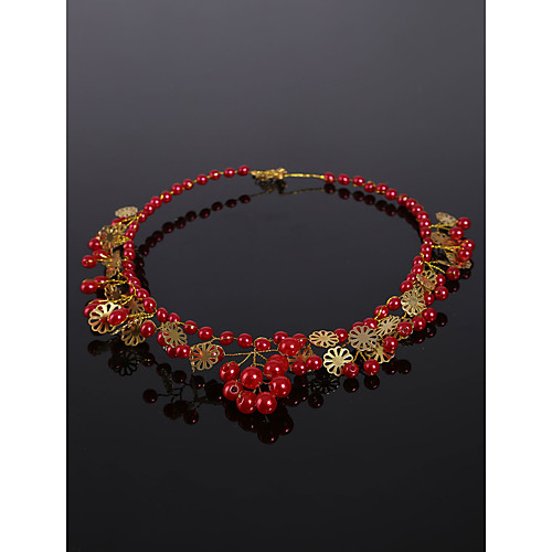 

Pearl Necklace Women's Imitation Pearl Red 40 cm Necklace Jewelry 1pc for Wedding