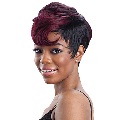 

Synthetic Wig Curly Pixie Cut Wig Short Black / Red Synthetic Hair 12 inch Women's Fashionable Design Classic Cool Black Burgundy
