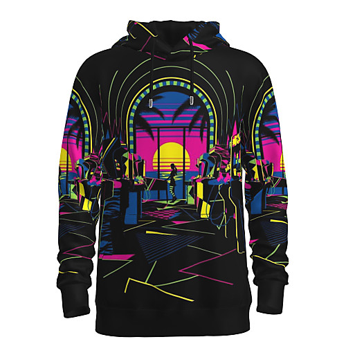 

Men's Daily Pullover Hoodie Sweatshirt 3D Graphic Hooded Basic Hoodies Sweatshirts Long Sleeve Black