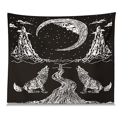 

Wall Tapestry Art Decor Blanket Curtain Picnic Tablecloth Hanging Home Bedroom Living Room Dorm Decoration Polyester Wolf Mountain Moon Views