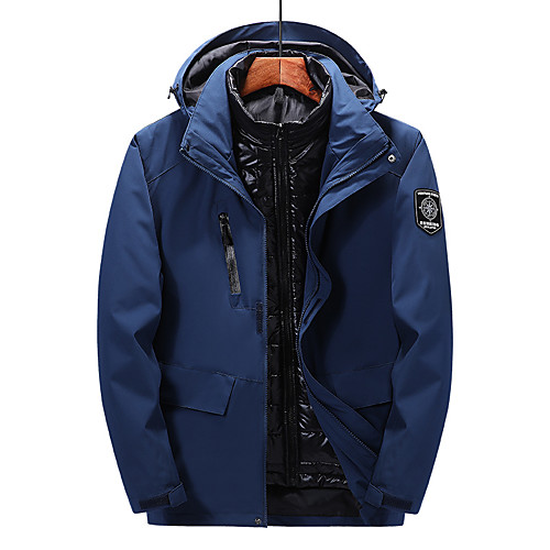 

Men's Hiking Jacket Hiking 3-in-1 Jackets Winter Outdoor Solid Color Windproof Fleece Lining Breathable Warm Winter Jacket Hunting Ski / Snowboard Fishing White Black Red Blue