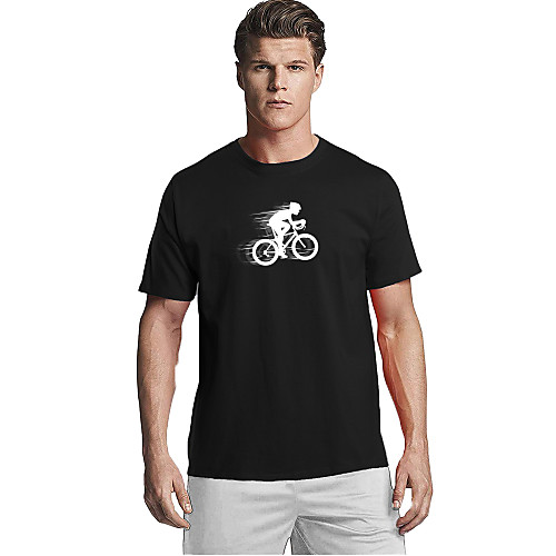 

Men's T shirt Other Prints Graphic Short Sleeve Daily Tops Cotton Basic Navy White Black