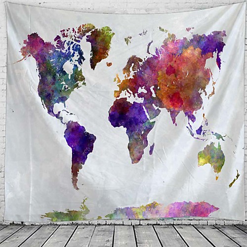

World Map Wall Tapestry Art Decor Blanket Curtain Picnic Tablecloth Hanging Home Bedroom Living Room Dorm Decoration Halo Dyeing Polyester