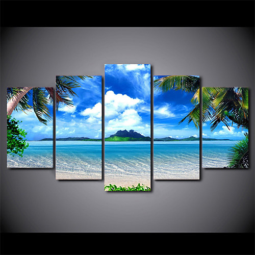 

5 Panels Wall Art Canvas Poster Painting Beach Sea Sunset Landscape Home Decoration Rolled Canvas No Frame