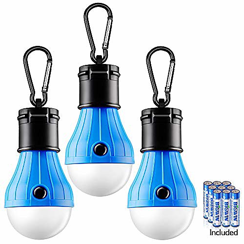 

tent light 3 packs tent lamp camping lights portable led lanterns compact tent lights for camping hiking backpacking fishing hanging hurricane emergency light bulb with 9 aaa batteries