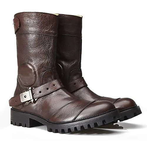 

Men's Boots Work Boots Daily Faux Leather Non-slipping Black Coffee Fall