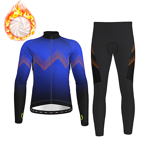 

21Grams Men's Long Sleeve Cycling Jersey with Tights Winter Fleece Black / Yellow Black Red Gradient Bike Thermal Warm Fleece Lining Breathable Warm Quick Dry Sports Gradient Mountain Bike MTB Road