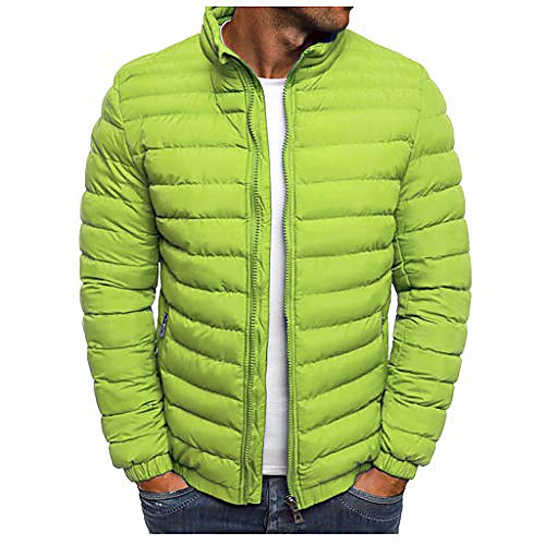 

Men's Coat Parka Going out Casual / Daily Solid Color Polyester Light Blue / Navy / Black S / M / L / Stand Collar