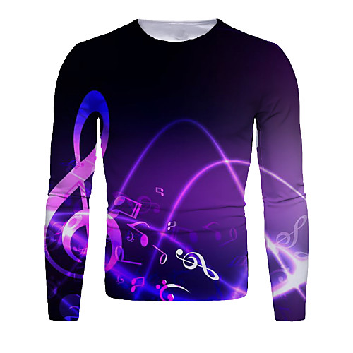 

Men's T shirt 3D Print Graphic Long Sleeve Daily Tops Basic Black