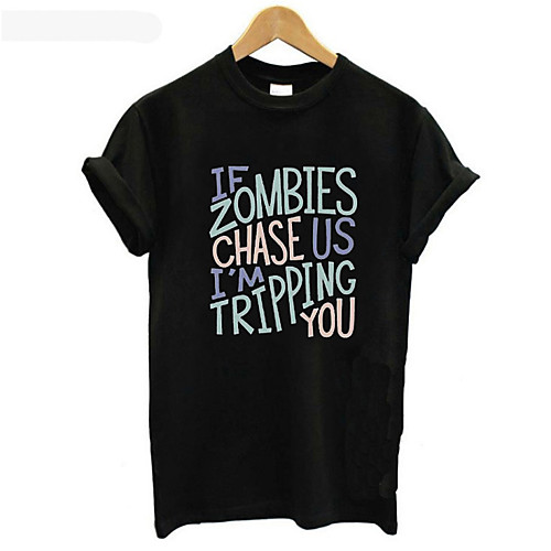 

Women's T-shirt Letter Print Round Neck Tops 100% Cotton Basic Basic Top White Black Blushing Pink