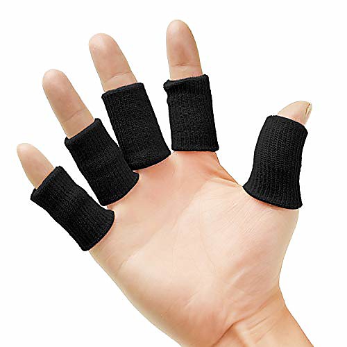 

20 pieces finger sleeves protectors thumb brace support elastic compression protector for relieving pain, arthritis,trigger finger, sports (beige)