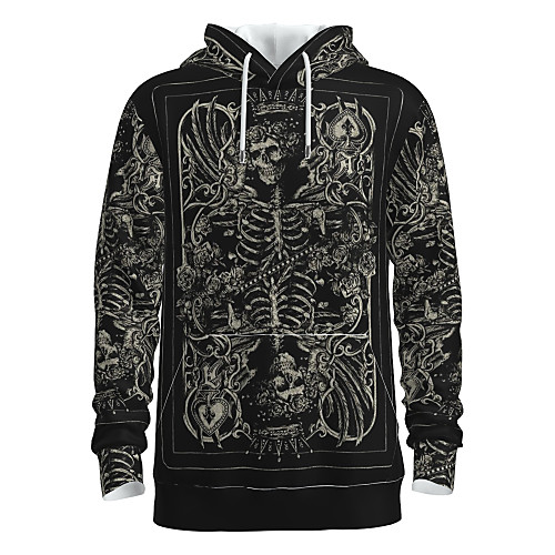 

Men's Pullover Hoodie Sweatshirt Skull Halloween 3D Print Basic Halloween Hoodies Sweatshirts Black