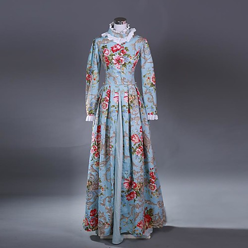 

Princess Victorian Women's Cotton Costume Ocean Blue Vintage Cosplay Party Carnival Prom Floor Length Long Length Plus Size Customized