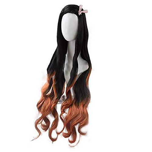 

kamado nezuko cosplay wig mouthpiece black orange ombre