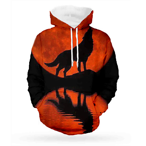 

Men's Pullover Hoodie Sweatshirt Graphic Animal Hooded Daily 3D Print Basic Hoodies Sweatshirts Long Sleeve Red