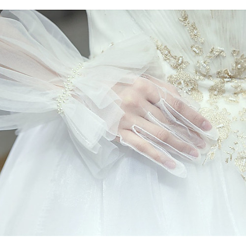 

Breathable Mesh Suit Length Glove Lace / Gloves With Faux Pearl / Solid