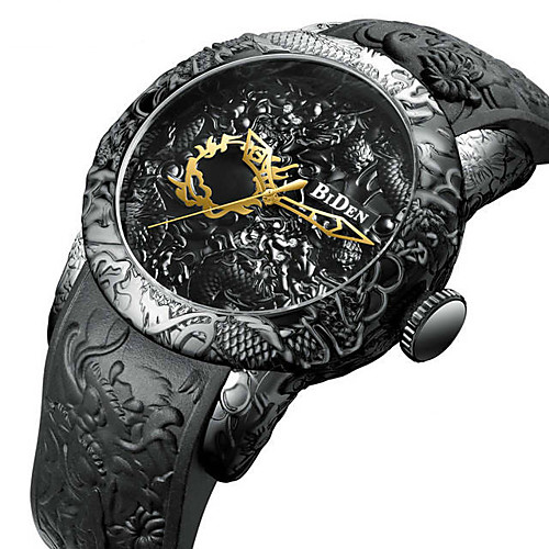 

mens watches chronograph gold big face waterproof date analog quartz watch 3d dragon designer wrist watches for men rubber strap