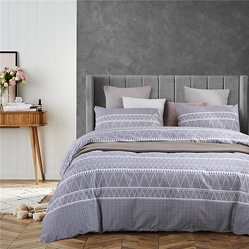 

Gray Lines Print 3 Pieces Bedding Set Duvet Cover Set Modern Comforter Cover-3 Pieces-Ultra Soft Hypoallergenic Microfiber(Include 1 Duvet Cover and 1 or2 Pillowcases)