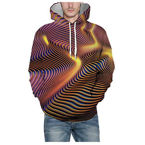 

Men's Pullover Hoodie Sweatshirt Print Graphic 3D Daily 3D Print Basic Hoodies Sweatshirts Brown