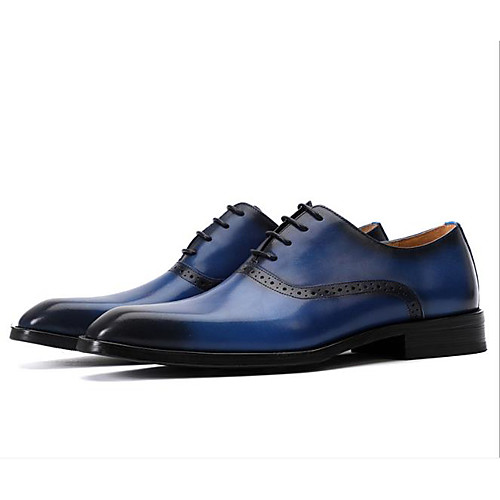 

Men's Oxfords Business British Wedding Office & Career Leather Breathable Wear Proof Black Blue Spring Summer