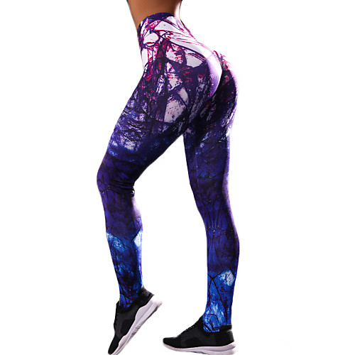 

Women's High Waist Yoga Pants Leggings Tummy Control Butt Lift 4 Way Stretch Purple Spandex Fitness Gym Workout Running Sports Activewear High Elasticity Skinny / Breathable / Quick Dry