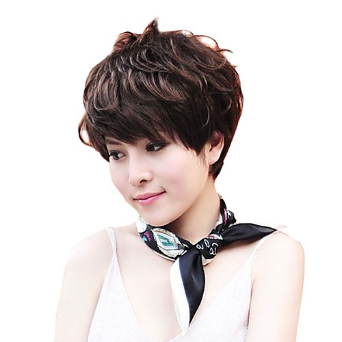 

Synthetic Wig Curly Pixie Cut Wig Short Dark Brown Synthetic Hair 12 inch Women's Cute Classic Exquisite Dark Brown