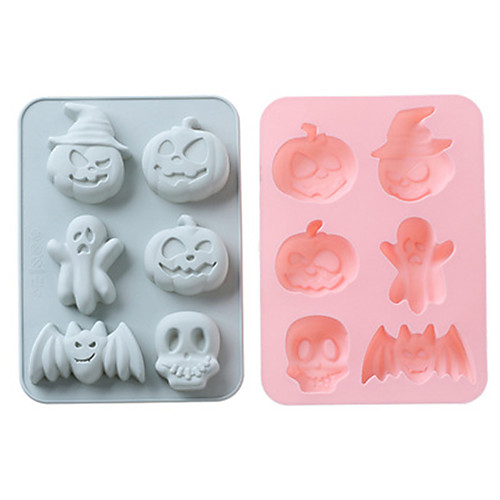 

Halloween Party Silicone Cake Mould 6 Hole Halloween Ghost Festival Doll Pumpkin Skull Baking Mould DIY Ice Mould