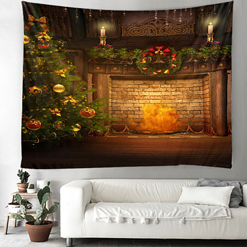 

Christmas Santa Claus Holiday Party Wall Tapestry Art Decor Blanket Curtain Picnic Tablecloth Hanging Home Bedroom Living Room Dorm Decoration Fireplace Stocking Gift Polyester