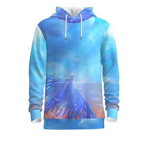 

Men's Pullover Hoodie Sweatshirt Graphic Animal Daily 3D Print Basic Hoodies Sweatshirts Blue