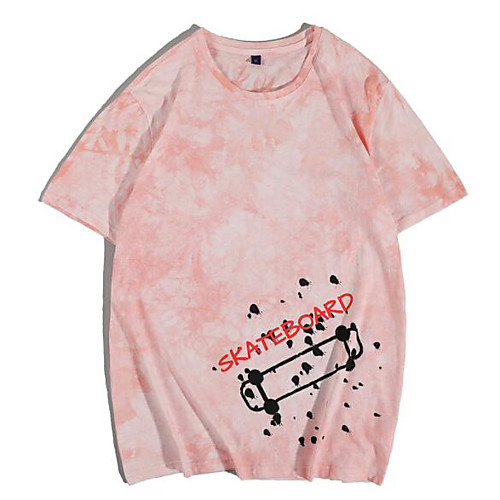 

Men's T shirt Letter Short Sleeve Daily Tops Cotton Tropical Hawaiian Red