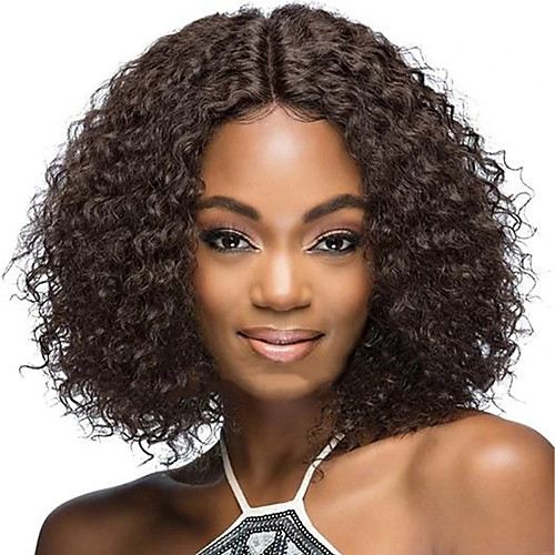 

Synthetic Wig Afro Jerry Curl Middle Part Wig Short Dark Brown Synthetic Hair Women's Middle Part Exquisite Comfy Dark Brown
