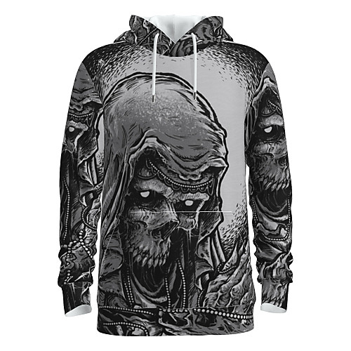 

Men's Pullover Hoodie Sweatshirt Skull Halloween 3D Print Basic Hoodies Sweatshirts Gray