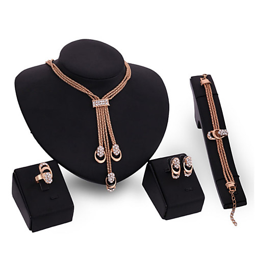 

Women's Clear Synthetic Diamond Bridal Jewelry Sets Geometrical Simple Basic Elegant Earrings Jewelry Gold For Wedding Engagement 1 set