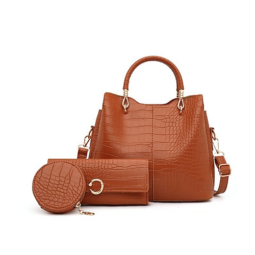 

Women's Bags PU Leather Leather Bag Set 3 Pcs Purse Set Zipper Daily Outdoor Bag Sets 2021 Handbags White Black Blue Red