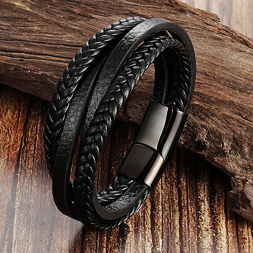 

Personalized Customized Bracelet Titanium Steel Braided Weave Daily Round 1pcs Black / Laser Engraving