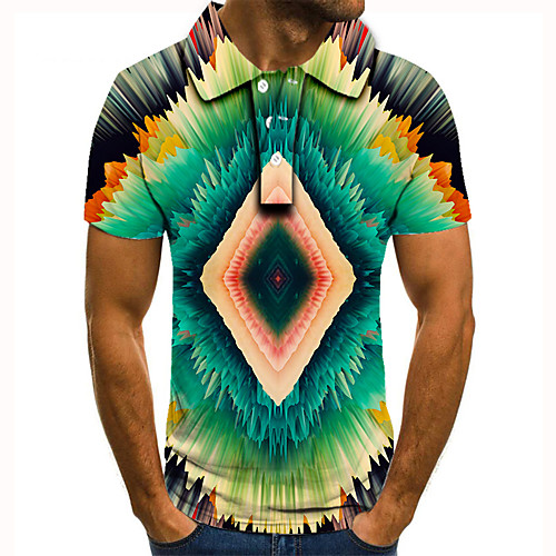 

Men's Polo 3D Print Graphic Print Short Sleeve Daily Tops Basic Green