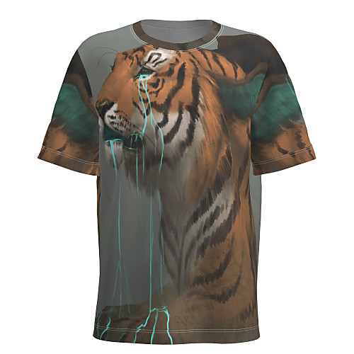 

Men's T shirt 3D Print Graphic Animal Short Sleeve Daily Tops Basic Gray