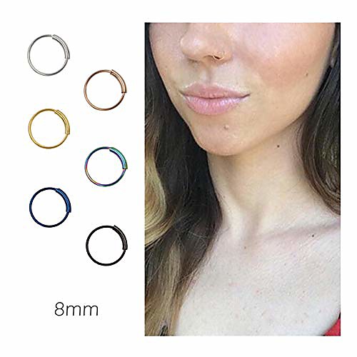 

nose rings hoop titanium nose ring body piercing round set jewelry for women